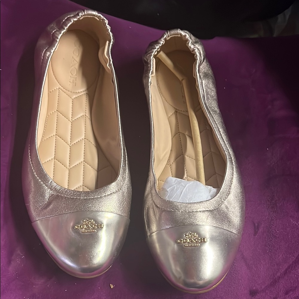 Coach Women's Silver/gold Ballet Flats